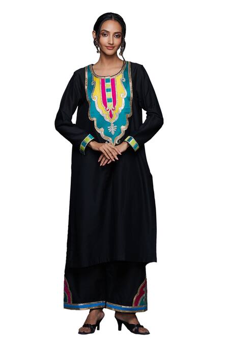 Buy Gulabo By Abu Sandeep Black Cotton Silk Placement Embroidery Architecture Motif Pant Online at Aza Fashions Buy_Gulabo By Abu Sandeep_Black Cotton Silk Placement Embroidery Architecture Motif Pant _Online_at_Aza_Fashions