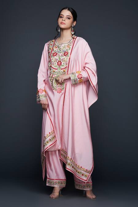 Buy_Gulabo By Abu Sandeep_Pink Viscose Chanderi Silk Embellished Mirrorwork Dupatta  _Online_at_Aza_Fashions