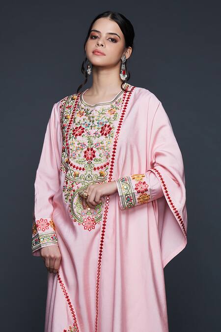 Shop_Gulabo By Abu Sandeep_Pink Viscose Chanderi Silk Embellished Mirrorwork Dupatta  _Online_at_Aza_Fashions