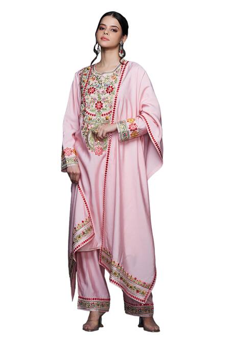 Gulabo By Abu Sandeep_Pink Viscose Chanderi Silk Embellished Mirrorwork Dupatta  _at_Aza_Fashions