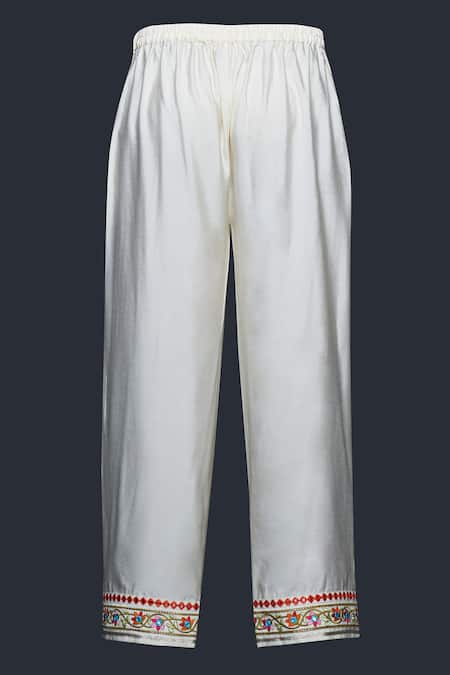 Buy Gulabo By Abu Sandeep Off White Viscose, Chanderi Silk Mirrors, Lace Mirrorwork Embellished Pant Online at Aza Fashions Buy_Gulabo By Abu Sandeep_Off White Viscose, Chanderi Silk Mirrors, Lace Mirrorwork Embellished Pant _Online_at_Aza_Fashions