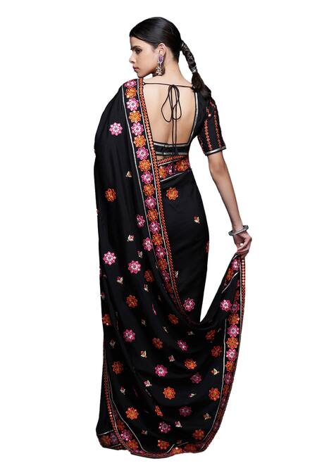 Buy Gulabo By Abu Sandeep Black Viscose Chanderi Silk Embellished Mirrorwork V-neck Blouse Online at Aza Fashions Buy_Gulabo By Abu Sandeep_Black Viscose Chanderi Silk Embellished Mirrorwork V-neck Blouse _Online_at_Aza_Fashions