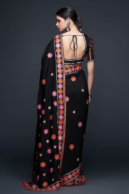 Gulabo By Abu Sandeep Mirrorwork Floral Embroidered Saree 