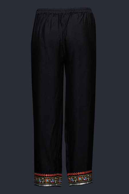 Buy Gulabo By Abu Sandeep Black Viscose, Chanderi Silk Lace, Mirrors, Embroidery Thread Hem Pant Online at Aza Fashions Buy_Gulabo By Abu Sandeep_Black Viscose, Chanderi Silk Lace, Mirrors, Embroidery Thread Hem Pant _Online_at_Aza_Fashions