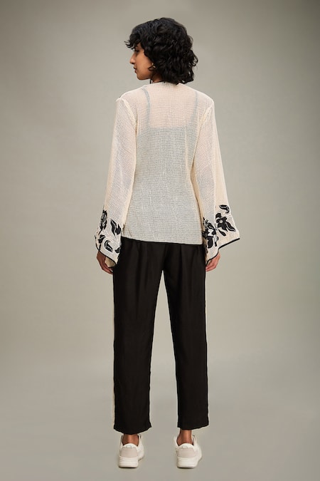 Shop Soup By Sougat Paul Off White Handloom , Zinnia Hand Angrakha Top And Pant Set at Aza Fashions Shop_Soup By Sougat Paul_Off White Handloom , Zinnia Hand Angrakha Top And Pant Set _at_Aza_Fashions