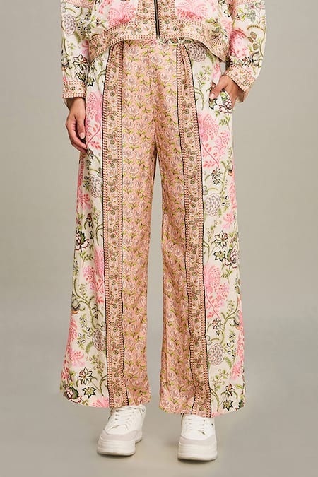 Buy Soup By Sougat Paul Multi Color Cotton, Silk Embroidery, Mehr Floral Print Bomber Jacket And Pant Set Online at Aza Fashions Buy_Soup By Sougat Paul_Multi Color Cotton, Silk Embroidery, Mehr Floral Print Bomber Jacket And Pant Set _Online_at_Aza_Fashions