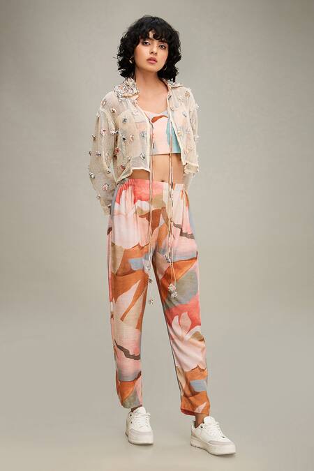 Shop Soup By Sougat Paul Off White Linen, Handloom Cotton Conversation Hand Embroidered Jacket Pant Set Online at Aza Fashions Shop_Soup By Sougat Paul_Off White Linen, Handloom Cotton Conversation Hand Embroidered Jacket Pant Set _Online_at_Aza_Fashions