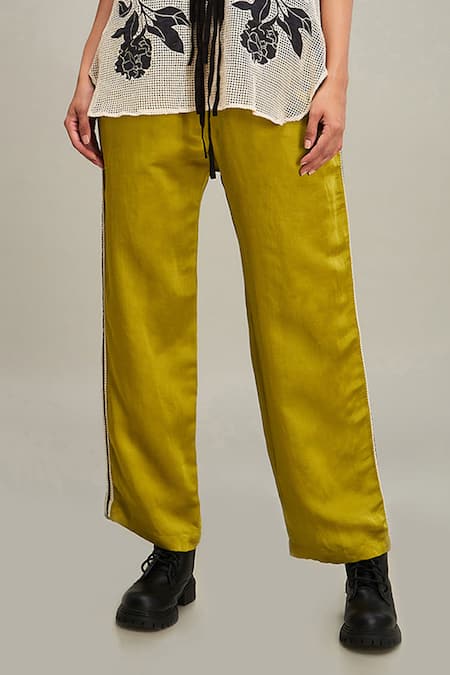 Soup By Sougat Paul_Black Handloom Cotton, Linen Applique, Zinnia Floral Shirt And Pant Set _Online_at_Aza_Fashions