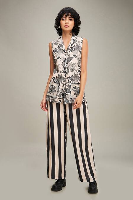 Buy Soup By Sougat Paul Off White Linen Collared Ahyana Printed Top And Pant Set Online at Aza Fashions Buy_Soup By Sougat Paul_Off White Linen Collared Ahyana Printed Top And Pant Set _Online_at_Aza_Fashions