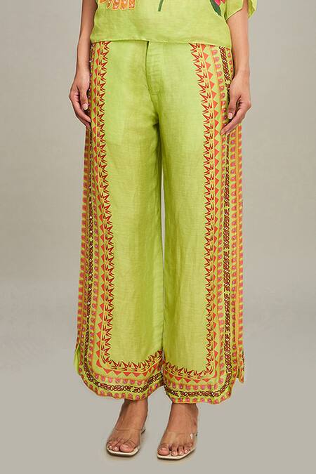 Soup By Sougat Paul Green Linen Beads, Embroidery Avain Canopy Embellished Kimono Top And Pant Set Online at Aza Fashions Soup By Sougat Paul_Green Linen Beads, Embroidery Avain Canopy Embellished Kimono Top And Pant Set _Online_at_Aza_Fashions