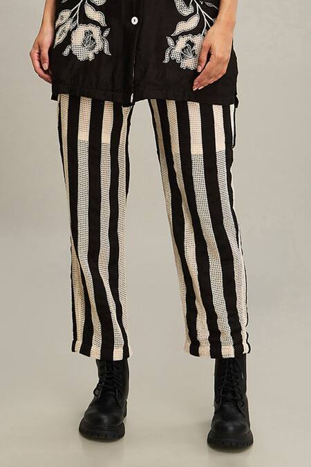 Soup By Sougat Paul Off White Cotton Embroidery, Patchwork Floral Applique Blazer And Pant Set Online at Aza Fashions Soup By Sougat Paul_Off White Cotton Embroidery, Patchwork Floral Applique Blazer And Pant Set _Online_at_Aza_Fashions