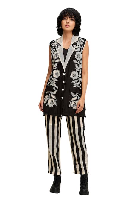 Buy Soup By Sougat Paul Off White Cotton Embroidery, Patchwork Floral Applique Blazer And Pant Set Online at Aza Fashions Buy_Soup By Sougat Paul_Off White Cotton Embroidery, Patchwork Floral Applique Blazer And Pant Set _Online_at_Aza_Fashions