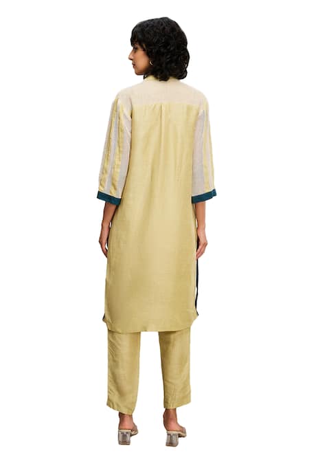 Buy Soup By Sougat Paul Off White Handloom Cotton, Linen Zinnia Applique Work Kurta And Pant Set Buy_Soup By Sougat Paul_Off White Handloom Cotton, Linen Zinnia Applique Work Kurta And Pant Set