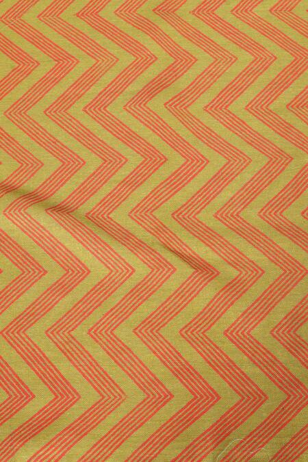 Shop_Anita Kanwal_Green Jacquard, Jersey Harp Block Print Saree _Online_at_Aza_Fashions