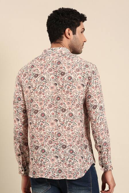 Mayank Modi - Men Sunflower Print Cuff Sleeves Shirt 