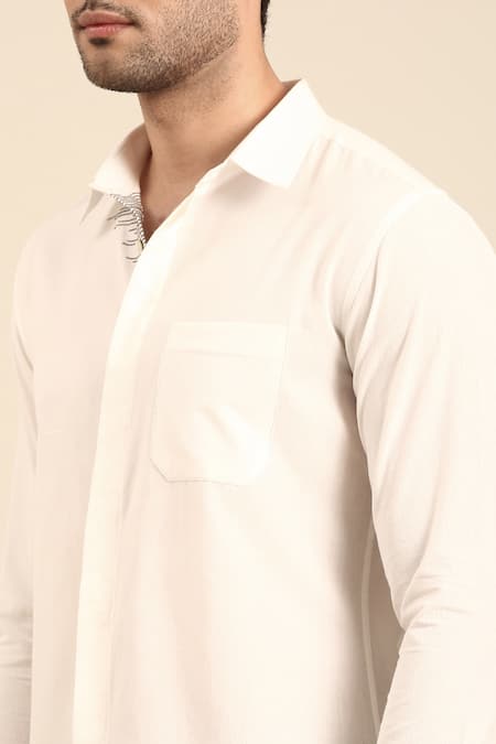 Buy Mayank Modi - Men White Cotton Embroidery Front Placket Shirt Online at Aza Fashions Buy_Mayank Modi - Men_White Cotton Embroidery Front Placket Shirt _Online_at_Aza_Fashions