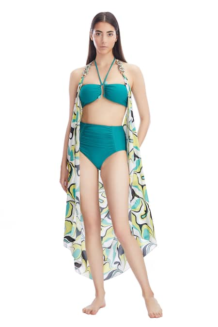 Kai Resortwear Bloom Print Halter Cape 