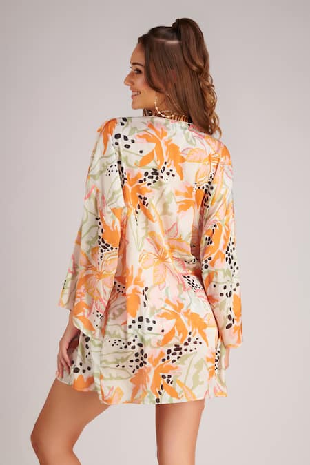 Kai Resortwear Autumn Floral Embellished Cape 