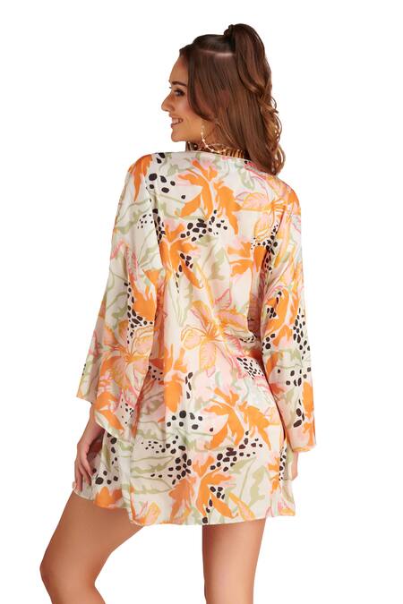 Buy Kai Resortwear Orange Lace Embroidery Open Neck Autumn Floral Embellished Cape Online at Aza Fashions Buy_Kai Resortwear_Orange Lace Embroidery Open Neck Autumn Floral Embellished Cape _Online_at_Aza_Fashions