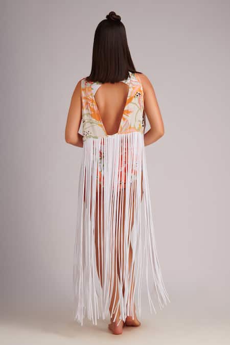 Kai Resortwear Autumn Floral Tassel Cover Up 