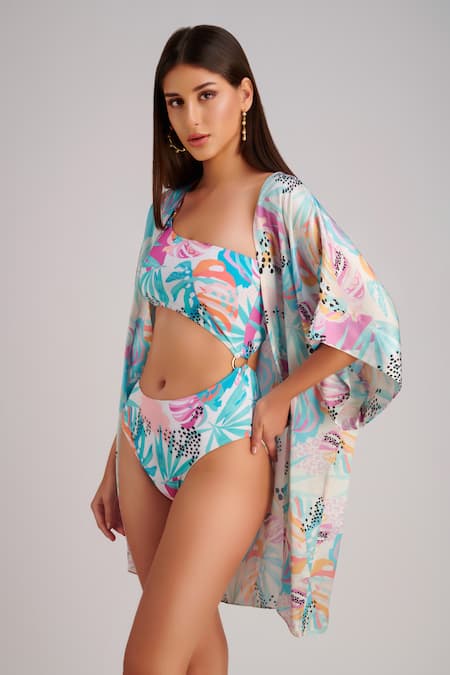 Kai Resortwear Lush Tropical Print Cape 