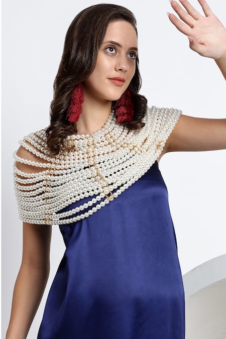 Shop_Modarta_White Pearl Embellished Cape _Online_at_Aza_Fashions