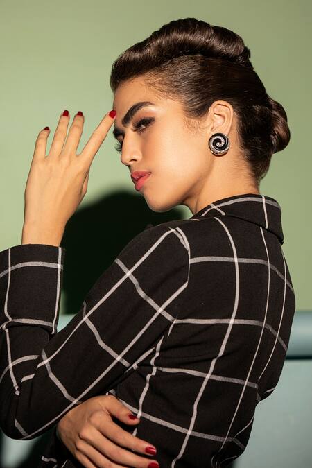 Buy Modarta Black Stones Bold Spiral Circle Shaped Earrings Online at Aza Fashions Buy_Modarta_Black Stones Bold Spiral Circle Shaped Earrings _Online_at_Aza_Fashions