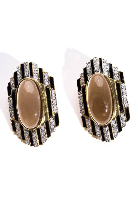 Modarta_Black Stones Uber And Unique Embellished Earrings _Online_at_Aza_Fashions
