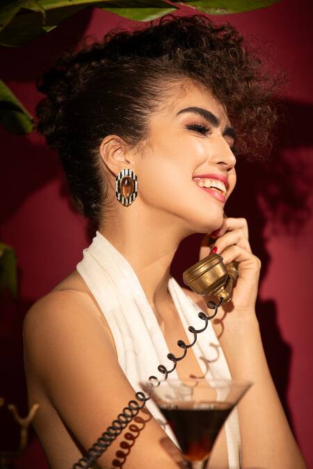 Shop_Modarta_Black Stones Uber And Unique Embellished Earrings _Online_at_Aza_Fashions