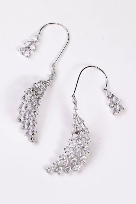 Modarta Silver Plated Stones Swarovski Embellished Ear Cuffs Online at Aza Fashions Modarta_Silver Plated Stones Swarovski Embellished Ear Cuffs _Online_at_Aza_Fashions