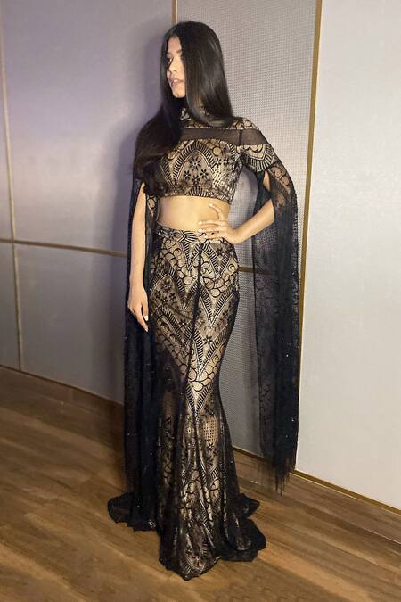 Buy Mehul Gupta Black Embroidery, High Abstract Work Fish Cut Lehenga With Blouse Online at Aza Fashions Buy_Mehul Gupta_Black Embroidery, High Abstract Work Fish Cut Lehenga With Blouse _Online_at_Aza_Fashions