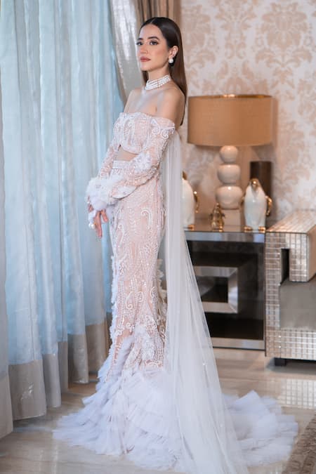 Shop Mehul Gupta Pink Net, Lycra Cut Work, Pearls, French Garden Embroidered Bridal Lehenga Set at Aza Fashions Shop_Mehul Gupta_Pink Net, Lycra Cut Work, Pearls, French Garden Embroidered Bridal Lehenga Set _at_Aza_Fashions