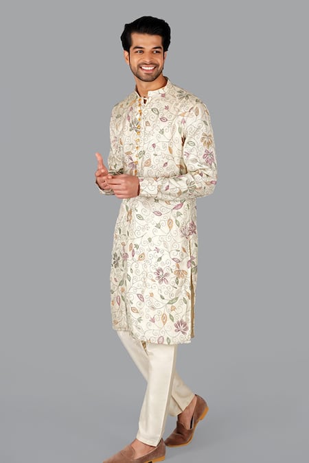 Gaurav Katta Kantha Embroidered Kurta With Pant 