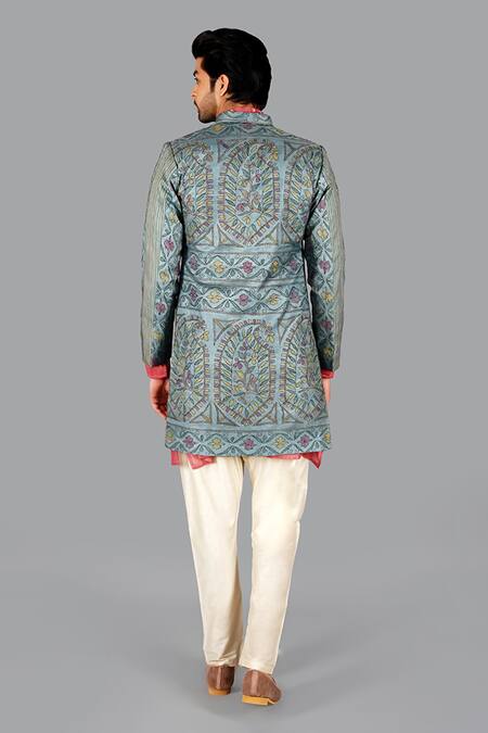Gaurav Katta Kantha Embroidered Jacket Pant Set 