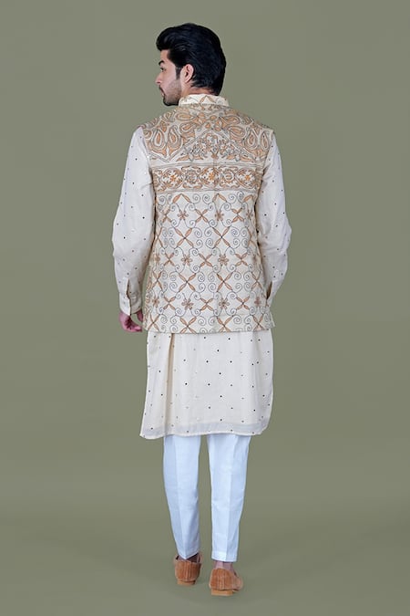 Gaurav Katta Kantha Embroidered Nehru Jacket Set 