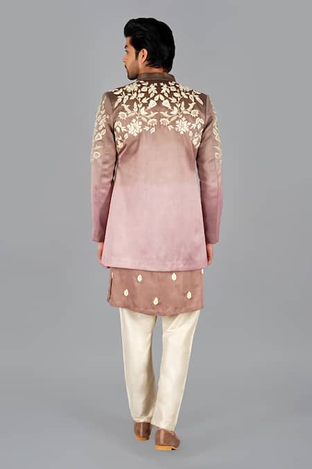Gaurav Katta Embroidered Front-Open Jacket Kurta Set 