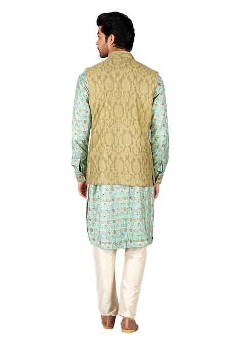 Gaurav Katta Green Cut Work Embroidered Nehru Jacket at Aza Fashions Gaurav Katta_Green Cut Work Embroidered Nehru Jacket _at_Aza_Fashions