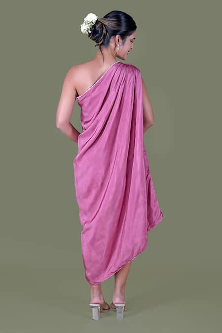 Gaurav Katta Pearl Embellished One Shoulder Dress 