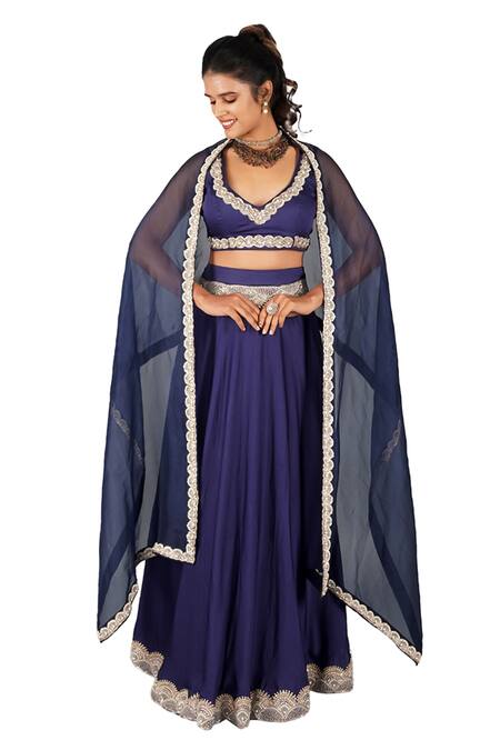 Shop Gaurav Katta Blue Cotton, Linen, Silk, Chiffon Pearls Embroidered Blouse Lehenga Set Online at Aza Fashions Shop_Gaurav Katta_Blue Cotton, Linen, Silk, Chiffon Pearls Embroidered Blouse Lehenga Set _Online_at_Aza_Fashions