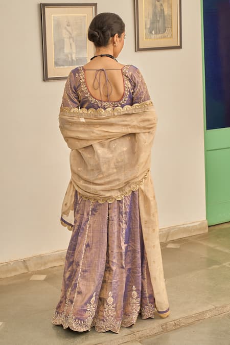 Apeksha Jain Label Jamuni Zardozi Floral Embroidered Lehenga Set 