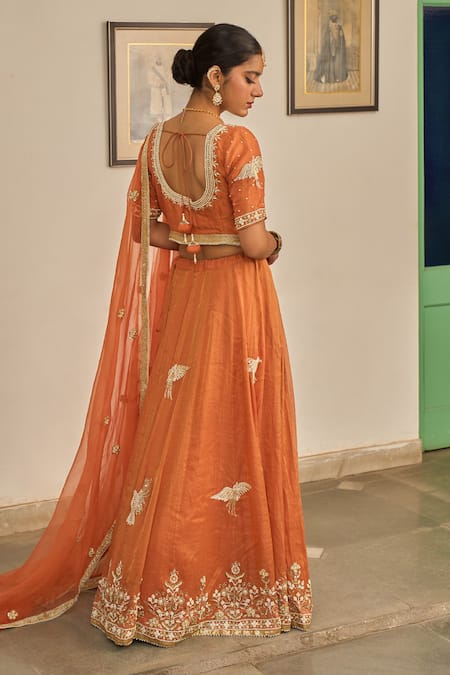 Apeksha Jain Label Malhar Zardozi Bird Embroidered Lehenga Set 