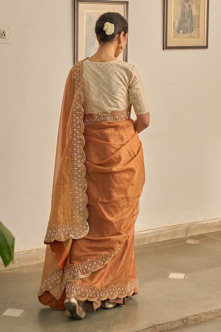 Apeksha Jain Label Sunehra Embroidered Border Saree With Blouse 