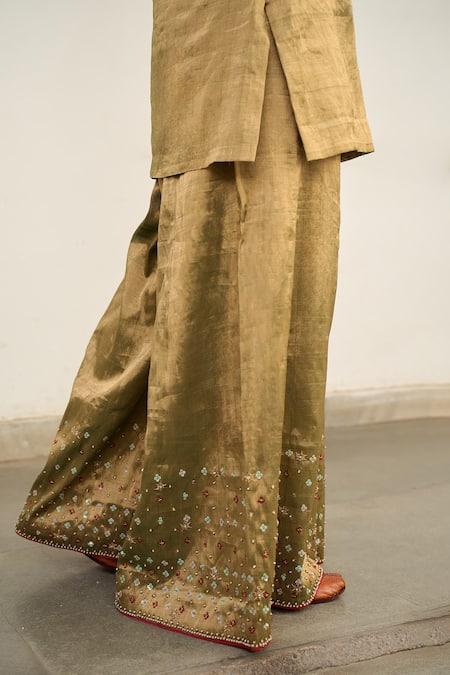 Apeksha Jain Label Green Organza, Tissue Sequins, Zari, Jhilmil Floral Kurta Sharara Set at Aza Fashions Apeksha Jain Label_Green Organza, Tissue Sequins, Zari, Jhilmil Floral Kurta Sharara Set _at_Aza_Fashions