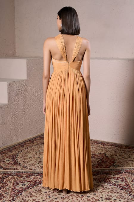 Parshya Alphonso Halter Neck Draped Gown 