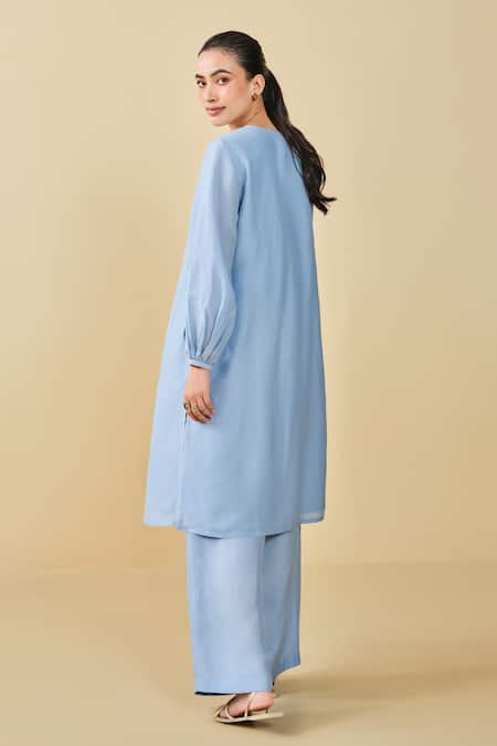 Grassroot By Anita Dongre Cloud Sky Embroidered Kurta & Pant Set 