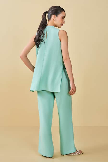 Grassroot By Anita Dongre Birding Pattern Hemp Top & Pant Set 