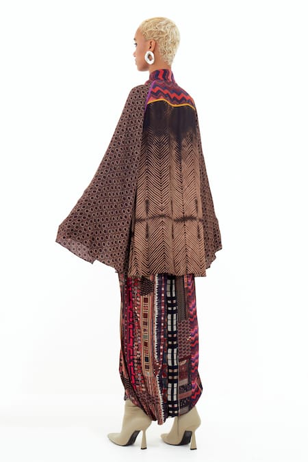 Shop Aseem Kapoor Multi Color Crepe Beads Collared Cape Sleeve Shirt at Aza Fashions Shop_Aseem Kapoor_Multi Color Crepe Beads Collared Cape Sleeve Shirt _at_Aza_Fashions