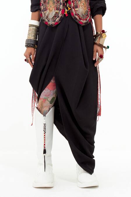 Aseem Kapoor Multi Color Silk, Satin Beads, Fabric Tribal Embroidered Gilet Jacket With Shirt Online at Aza Fashions Aseem Kapoor_Multi Color Silk, Satin Beads, Fabric Tribal Embroidered Gilet Jacket With Shirt _Online_at_Aza_Fashions