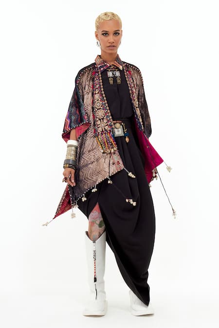 Aseem Kapoor Tribal Embroidered Veni Jacket Skirt Set 