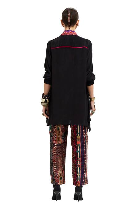 Aseem Kapoor Multi Color Cotton, Silk, Satin Atri Embroidered Placket Shirt With Trouser Online at Aza Fashions Aseem Kapoor_Multi Color Cotton, Silk, Satin Atri Embroidered Placket Shirt With Trouser _Online_at_Aza_Fashions